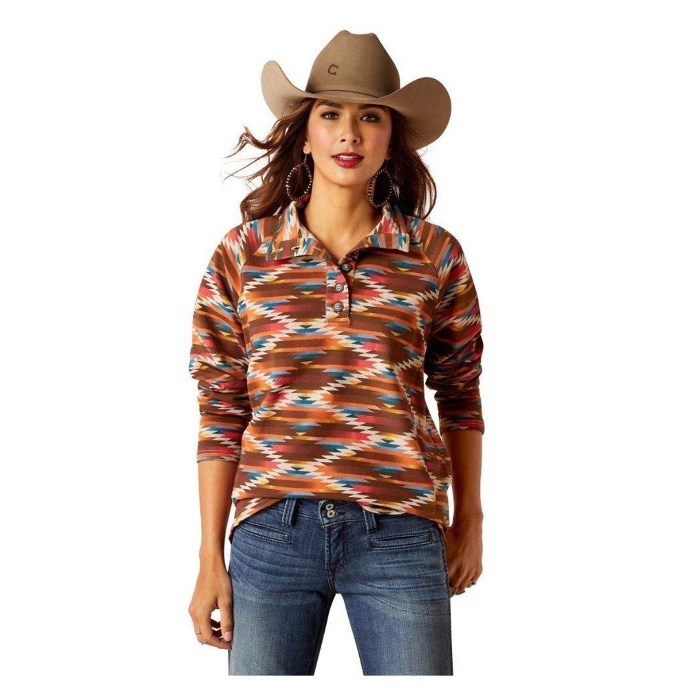 Ariat REAL Mirage Print Pullover Fleece Womens Large Southwestern Aztec Fleece